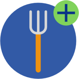 fork add plus blue icon
