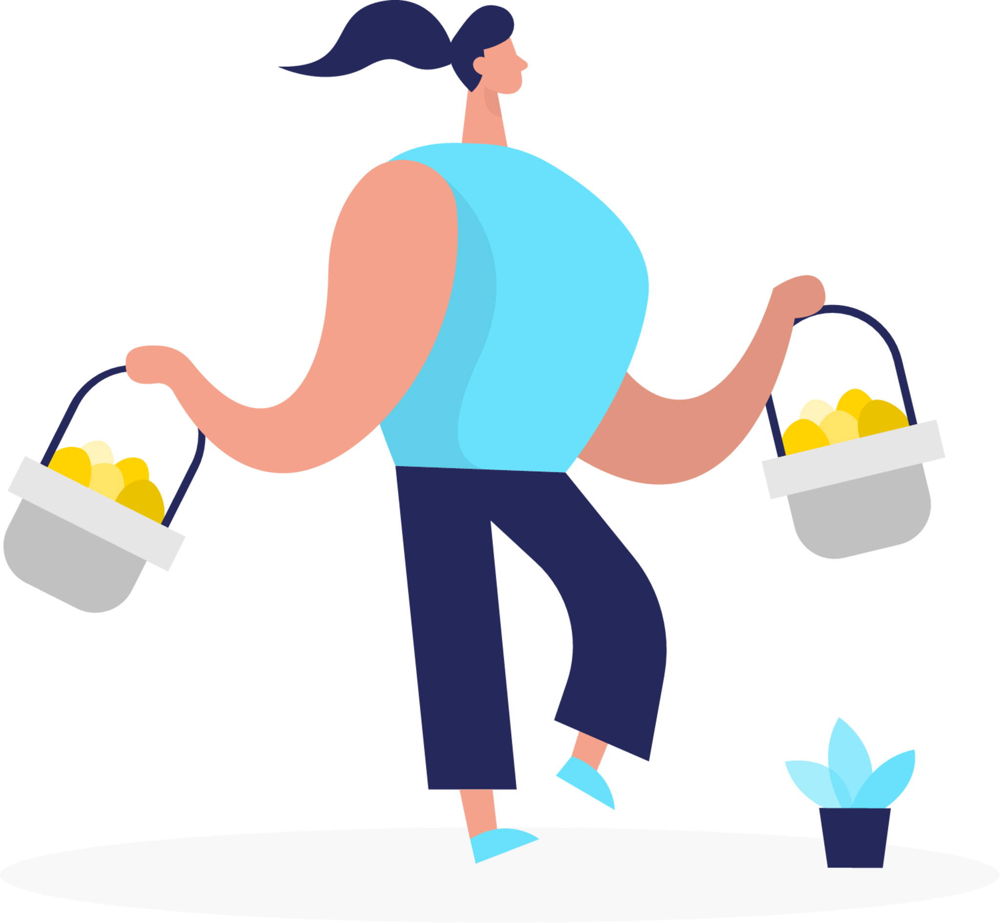 Girl with eggs illustration