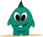 green cute monster with baby teeth icon