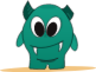 green cute monster with huge teeth icon