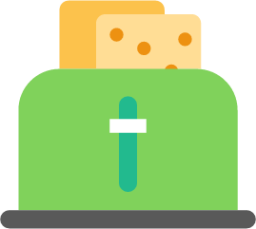 green toaster with toast icon