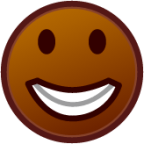 grinning (brown) emoji