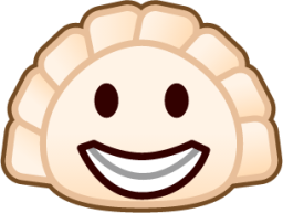 grinning (dumpling) emoji