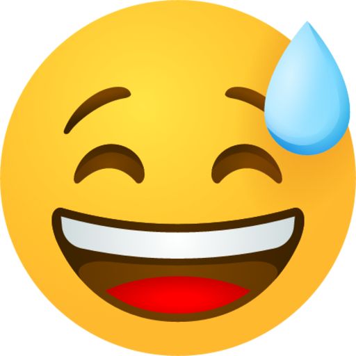 Grinning face with sweat emoji emoji