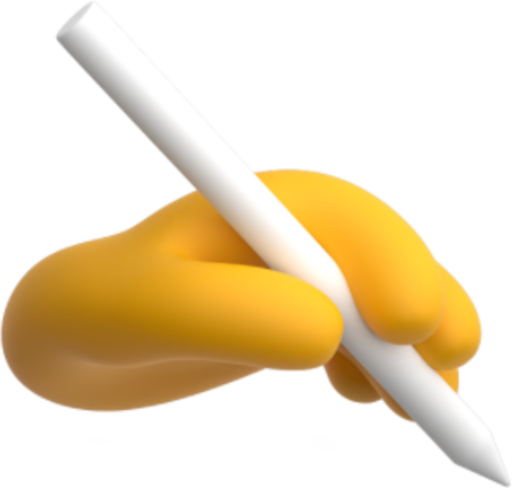 hand holding pencil right icon