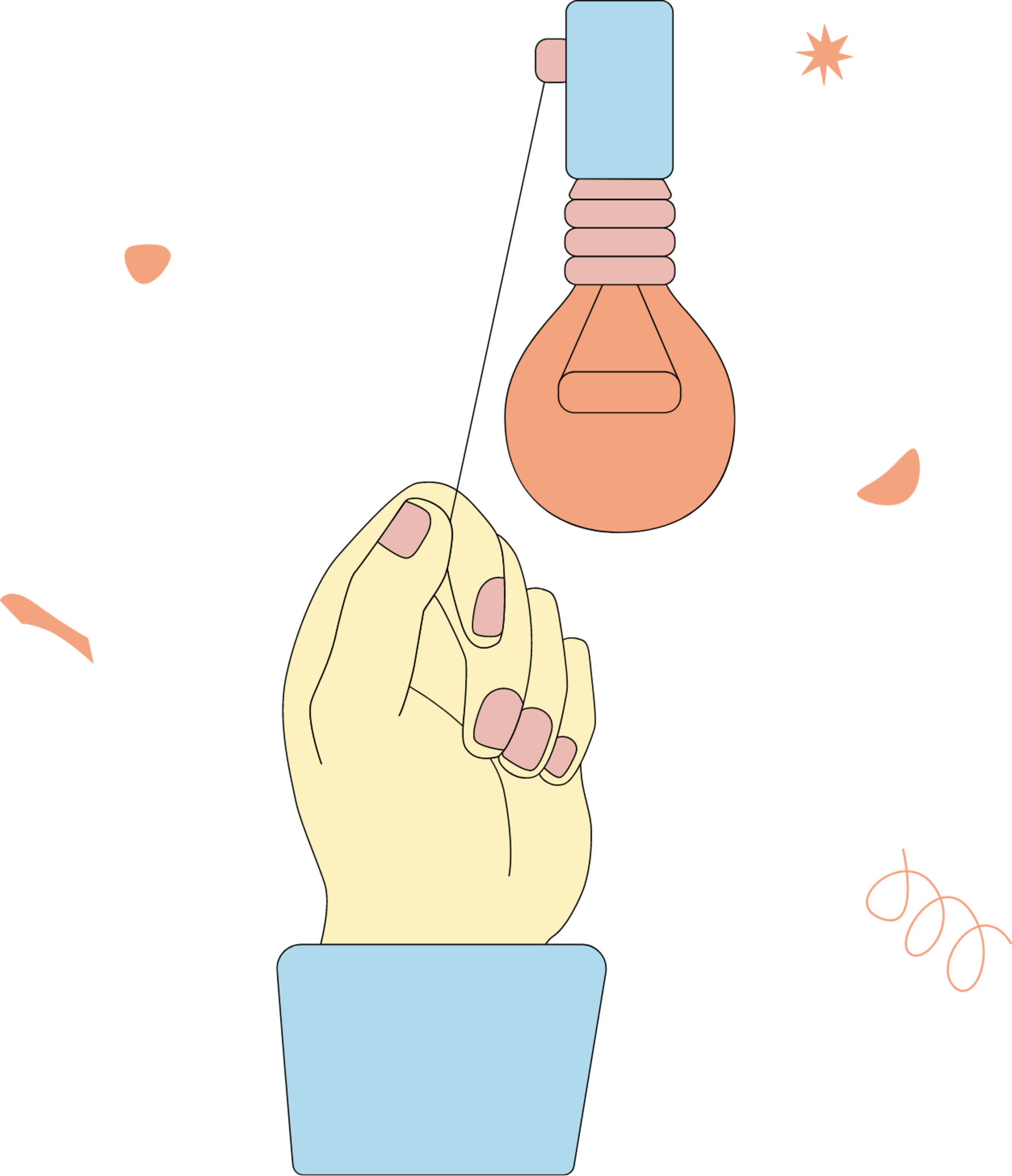 hand light bulb idea illustration