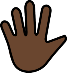hand with fingers splayed: dark skin tone emoji