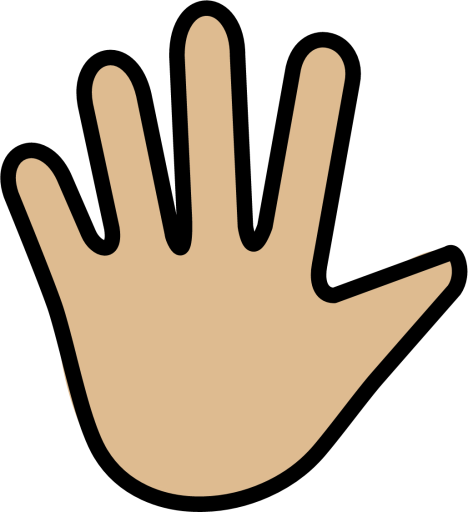 hand with fingers splayed: medium-light skin tone emoji