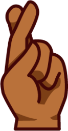 hand with index and middle finger crossed (brown) emoji