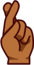 hand with index and middle finger crossed (brown) emoji