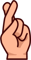 hand with index and middle finger crossed (plain) emoji