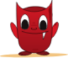 happy devil monster with one teeth icon