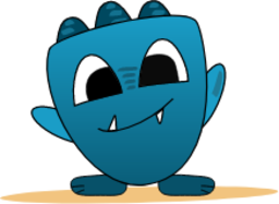 happy monster with up down teeth icon
