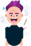 happy purple hair man person illustration