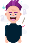 happy purple hair man person illustration