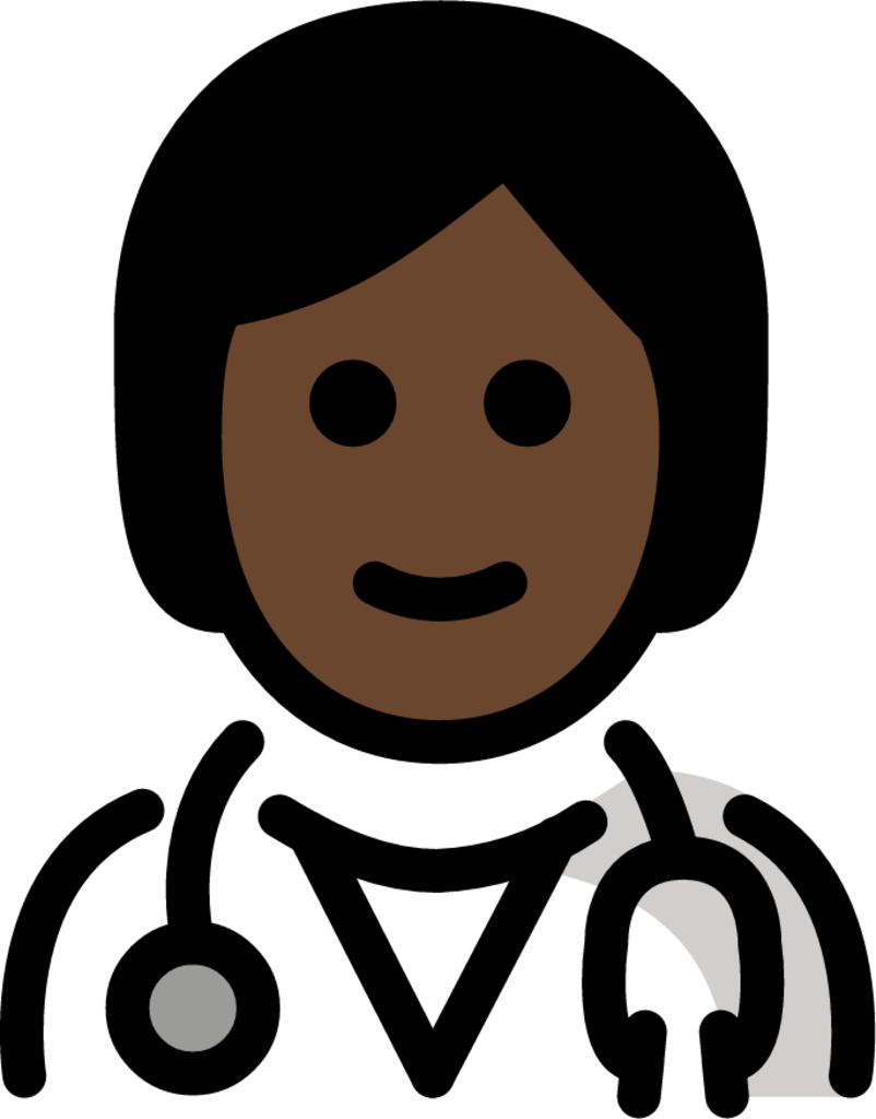 health worker: dark skin tone emoji