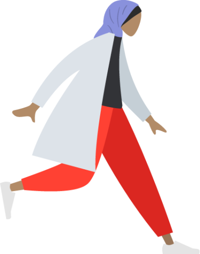 hijab islam red pants lab coat illustration