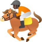 horse racing: dark skin tone emoji