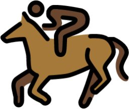 horse racing: dark skin tone emoji