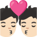 kiss: light skin tone emoji