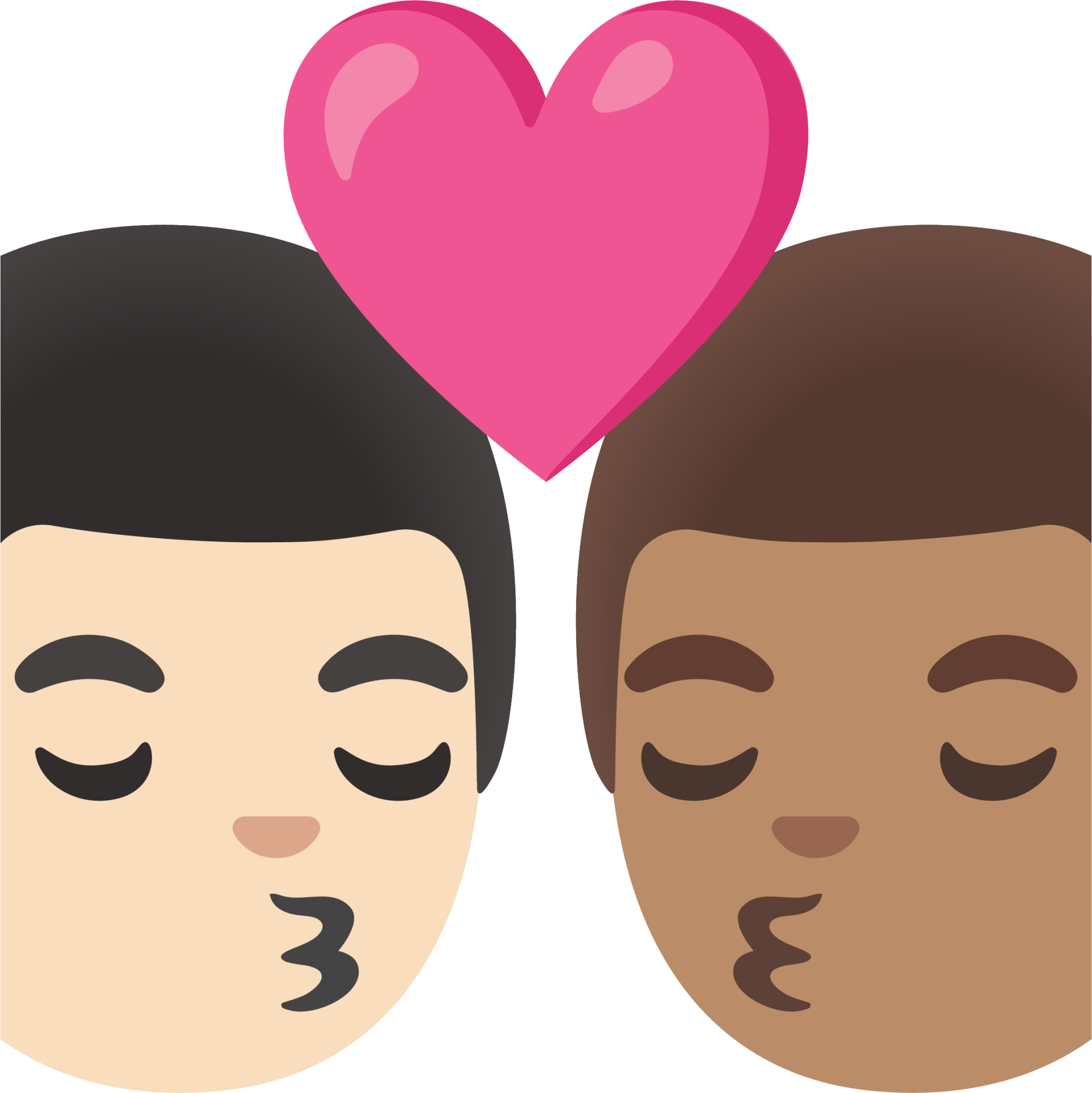 kiss: man, man, light skin tone, medium skin tone emoji