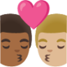 kiss: man, man, medium-dark skin tone, medium-light skin tone emoji