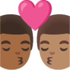 kiss: man, man, medium-dark skin tone, medium skin tone emoji