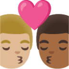 kiss: man, man, medium-light skin tone, medium-dark skin tone emoji