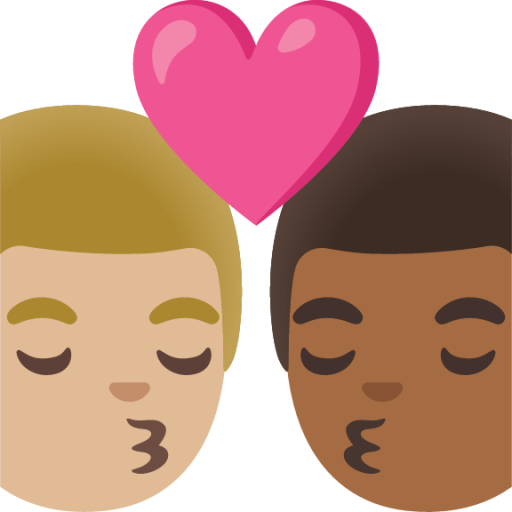 kiss: man, man, medium-light skin tone, medium-dark skin tone emoji