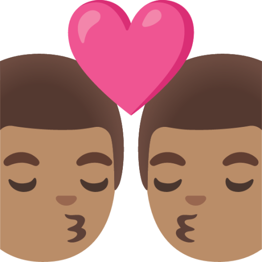 kiss: man, man, medium skin tone emoji