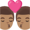 kiss: man, man, medium skin tone emoji