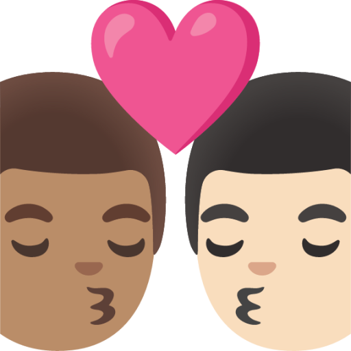 kiss: man, man, medium skin tone, light skin tone emoji