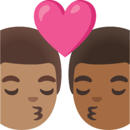 kiss: man, man, medium skin tone, medium-dark skin tone emoji