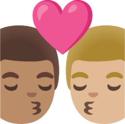 kiss: man, man, medium skin tone, medium-light skin tone emoji
