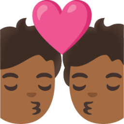 kiss: medium-dark skin tone emoji