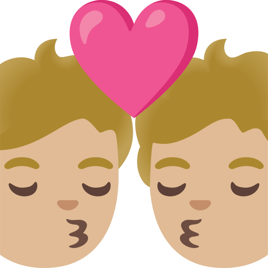 kiss: medium-light skin tone emoji