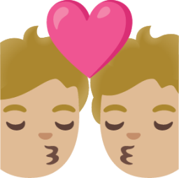 kiss: medium-light skin tone emoji