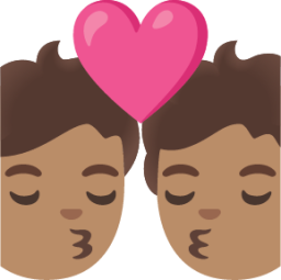 kiss: medium skin tone emoji