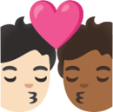 kiss: person, person, light skin tone, medium-dark skin tone emoji