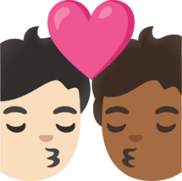 kiss: person, person, light skin tone, medium-dark skin tone emoji