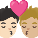 kiss: person, person, light skin tone, medium-light skin tone emoji
