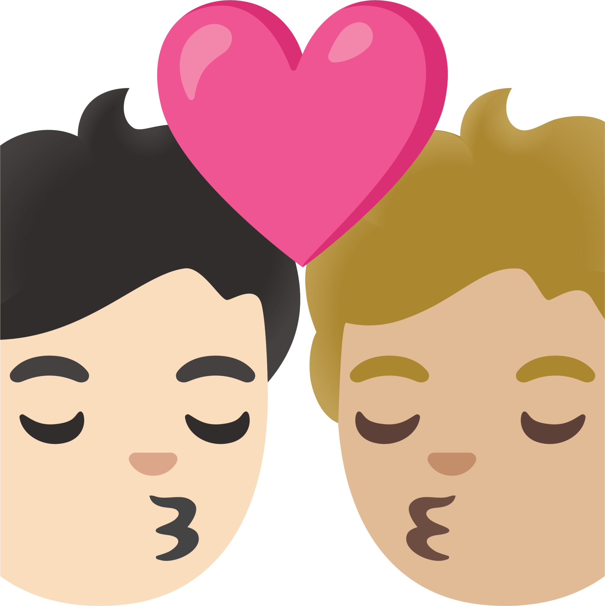 kiss: person, person, light skin tone, medium-light skin tone emoji