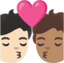 kiss: person, person, light skin tone, medium skin tone emoji
