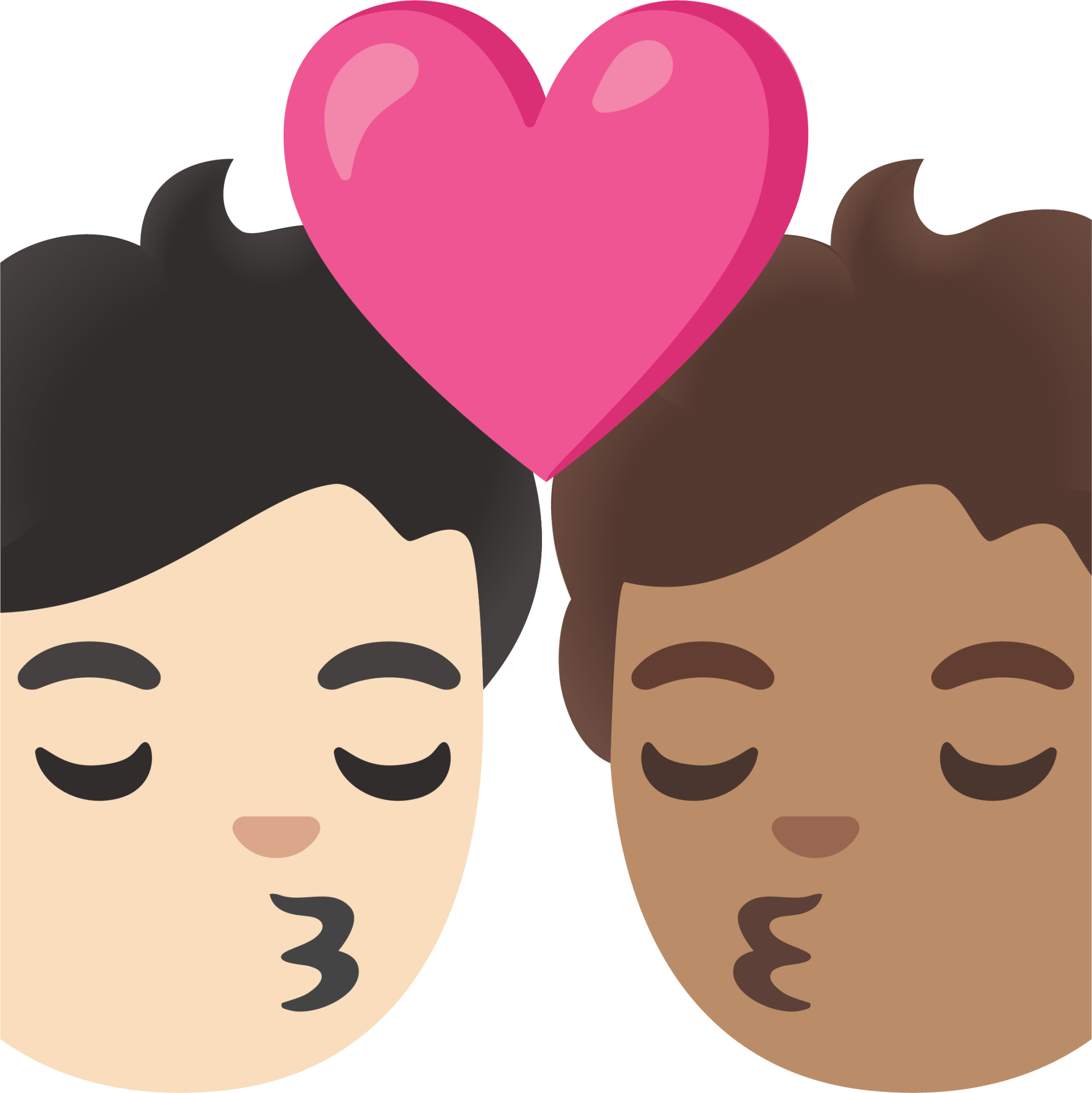 kiss: person, person, light skin tone, medium skin tone emoji