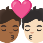 kiss: person, person, medium-dark skin tone, light skin tone emoji