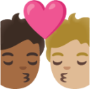 kiss: person, person, medium-dark skin tone, medium-light skin tone emoji