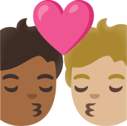 kiss: person, person, medium-dark skin tone, medium-light skin tone emoji