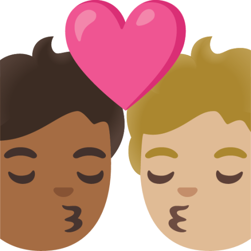 kiss: person, person, medium-dark skin tone, medium-light skin tone emoji