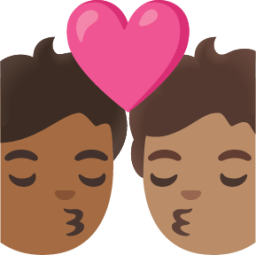 kiss: person, person, medium-dark skin tone, medium skin tone emoji
