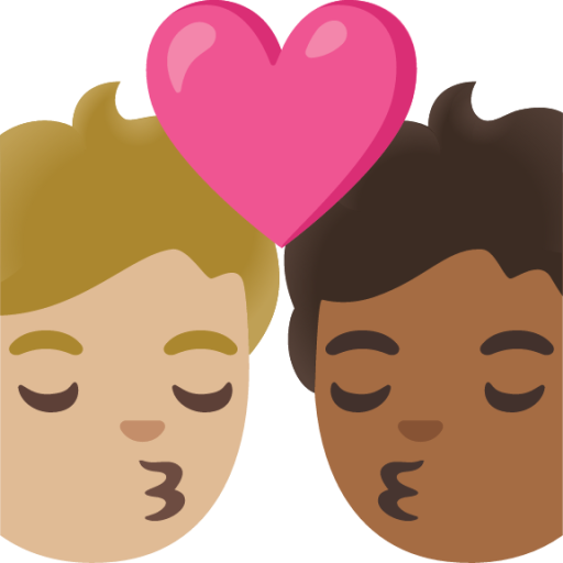 kiss: person, person, medium-light skin tone, medium-dark skin tone emoji